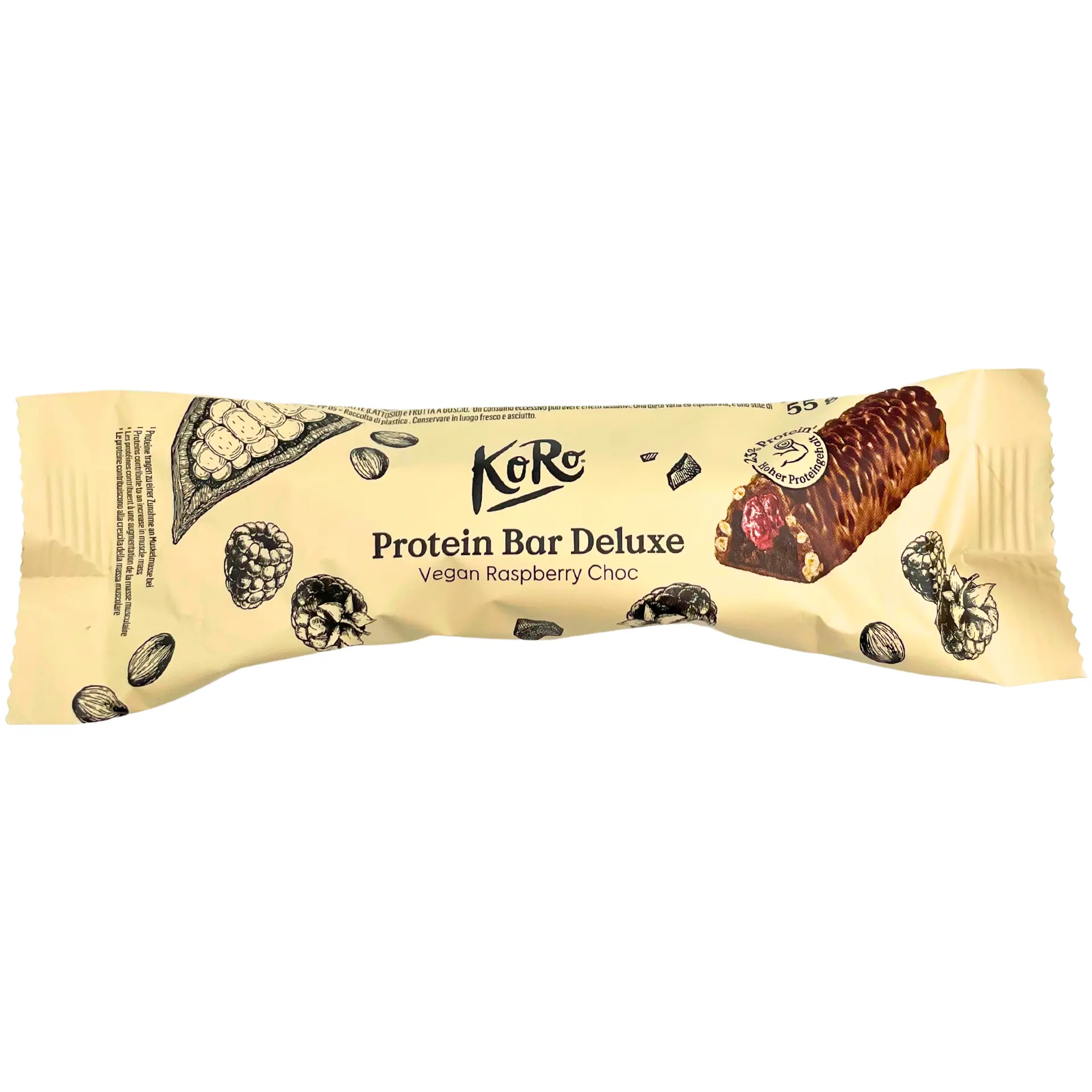 KORO Protein Bar Deluxe Vegan Raspberry Choc KORO Protein Bar Deluxe Vegan Raspberry Choc