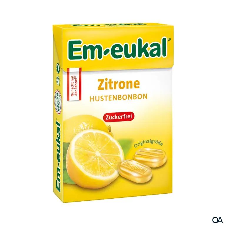 Em-eukal Zitrone Hustenbonbons Box, zuckerfrei