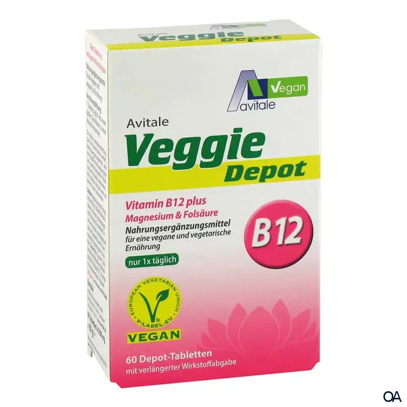 Avitale Veggie Depot Vitamin B12 + Magnesium + Folsäure Depot-Tabletten
