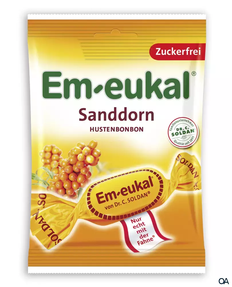 Em-eukal Sanddorn Hustenbonbons, zuckerfrei