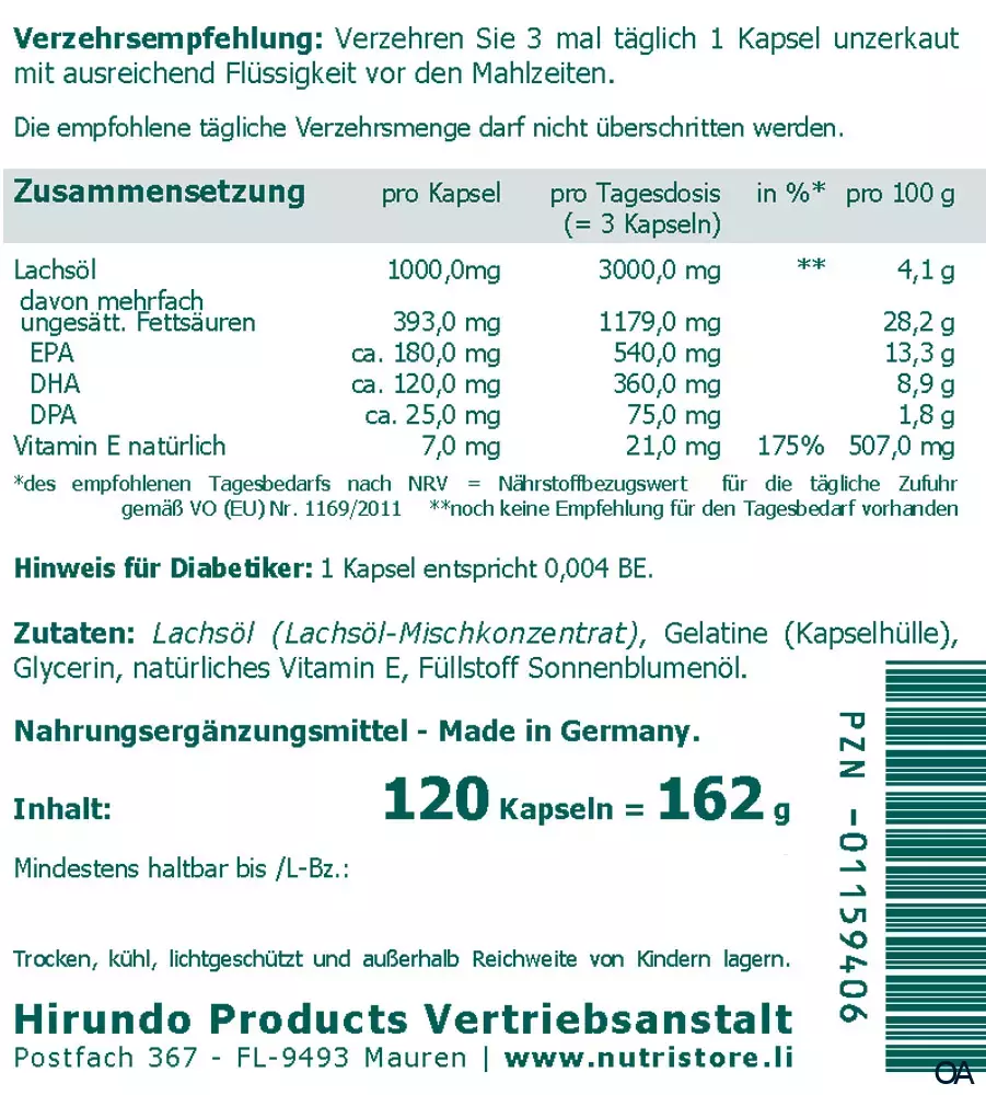 The Nutri Store Omega-3 Lachsöl 1000 mg Kapseln