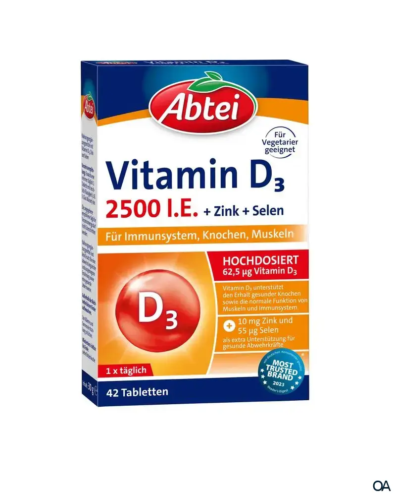 Abtei Vitamin D3 2500 I.E. + Zink + Selen Tabletten Abtei Vitamin D3 2500 I.E. + Zink + Selen Tabletten