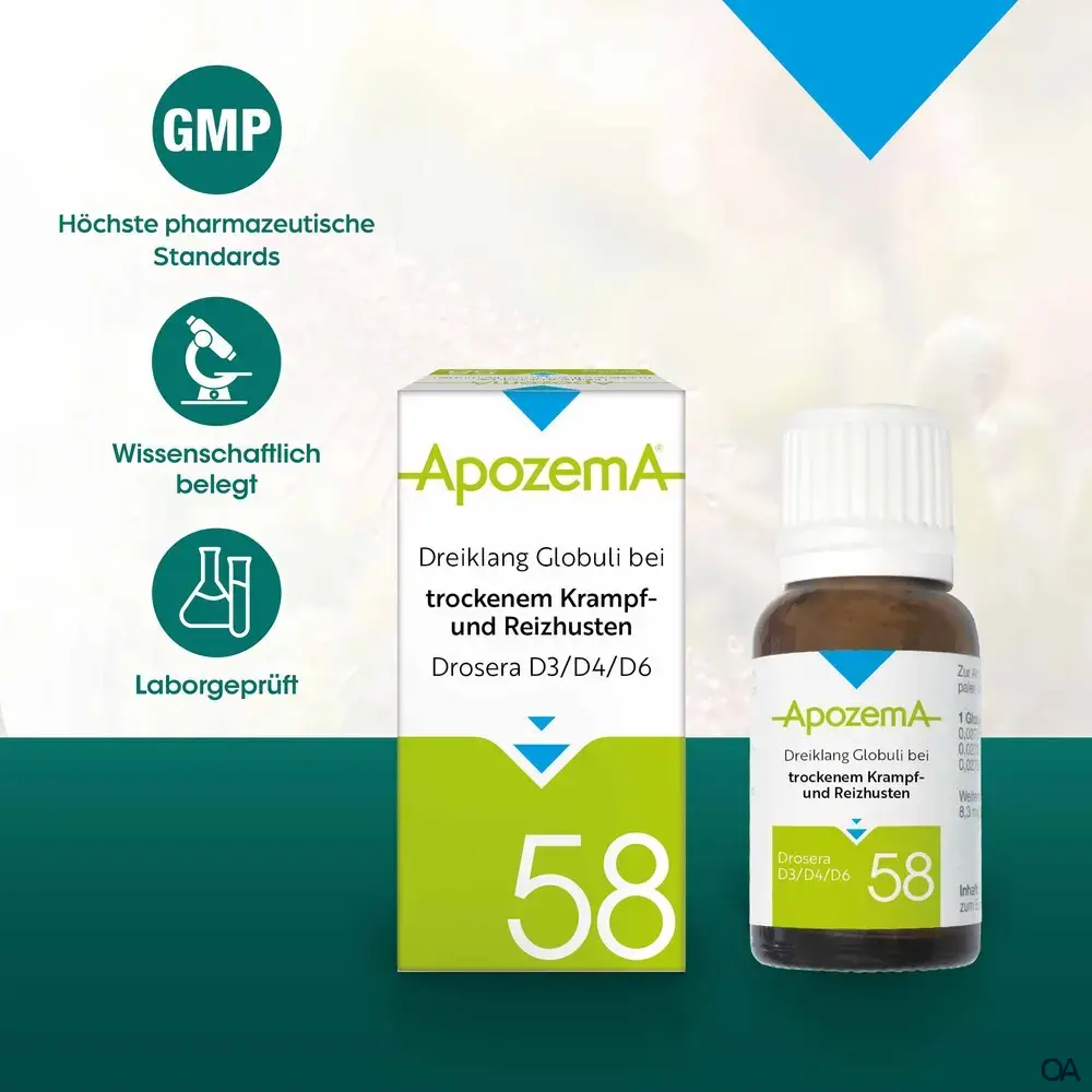 Apozema® Nr. 58: Dreiklang Globuli bei trockenem Krampf- und Reizhusten