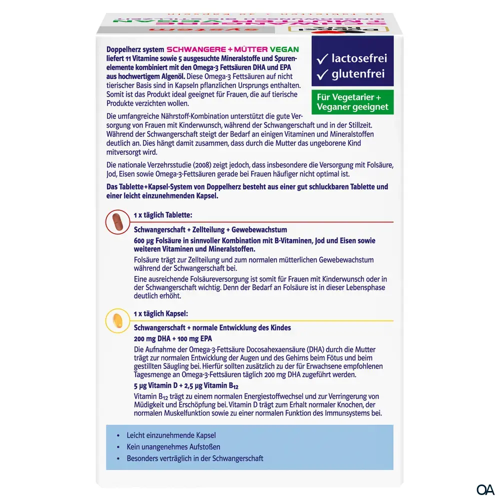 Doppelherz system Schwangere + Mütter vegan 30 Tabletten + 30 Kapseln