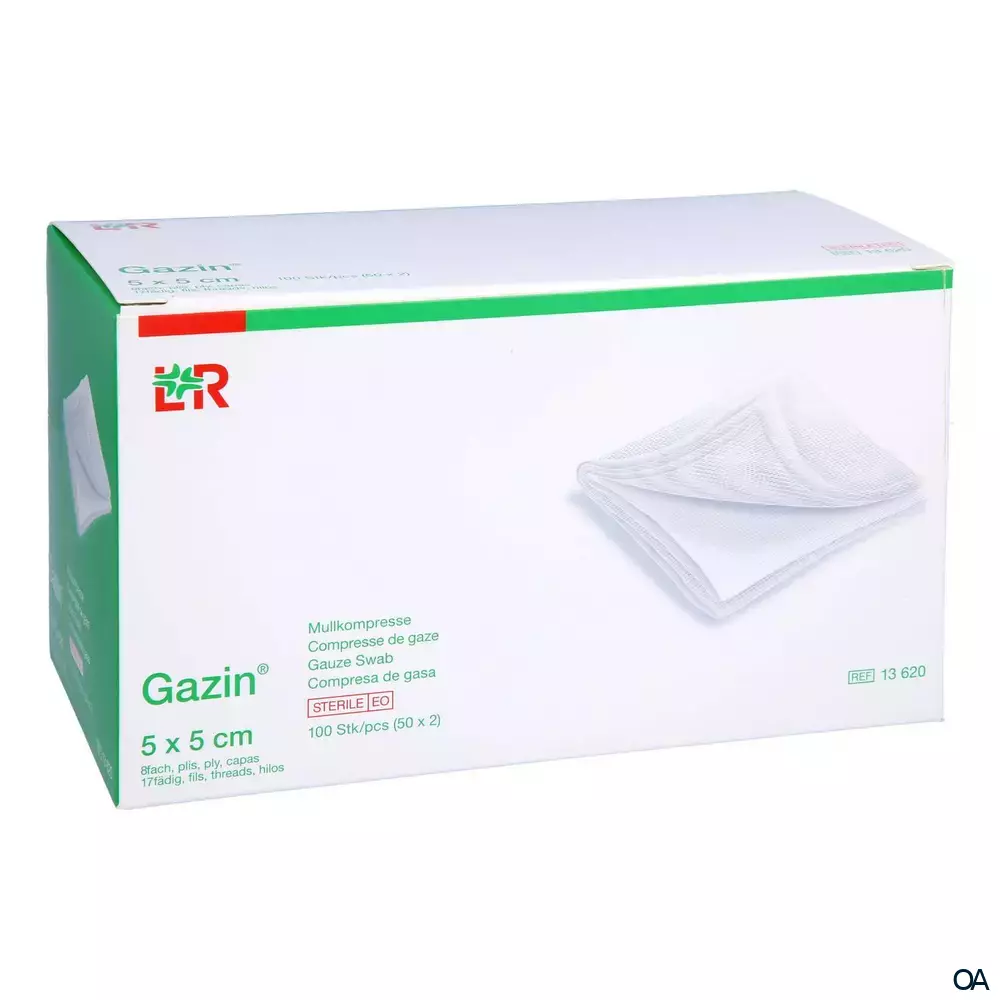 Gazin® Mullkompressen steril, 8-fach, 17-fädig, 5 x 5 cm
