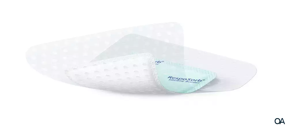 RespoSorb® Silicone Border selbsthaftende superabsorbierende Saugkompresse mit Silikonwundkontaktschicht steril, 10 x 10 cm