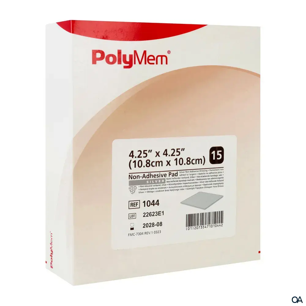 PolyMem® Non-Adhesive Pad - nicht haftender Verband Silver steril, 10,8 x 10,8 cm