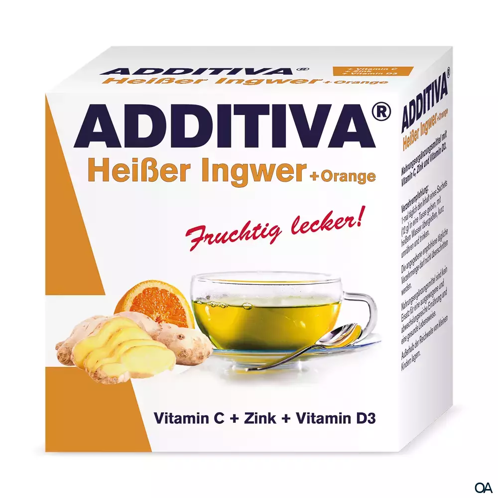 ADDITIVA® Heißer Ingwer + Orange Heißgetränkepulver 12 g ADDITIVA® Heißer Ingwer + Orange Heißgetränkepulver 12 g