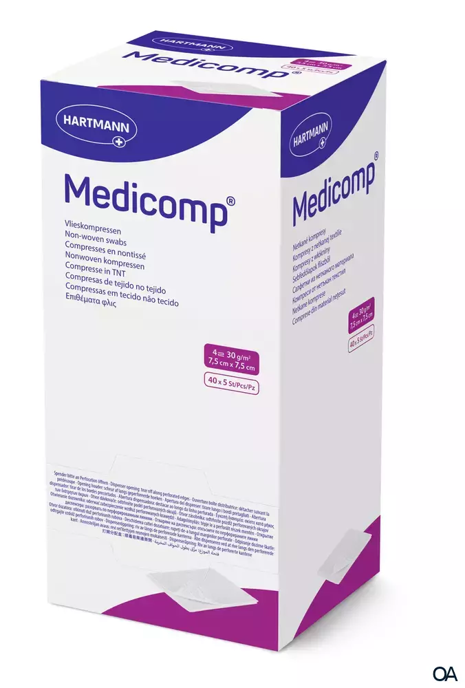 Medicomp® Vlieskompressen steril, 4-fach, 7,5 x 7,5 cm. 40 x 5 Stück
