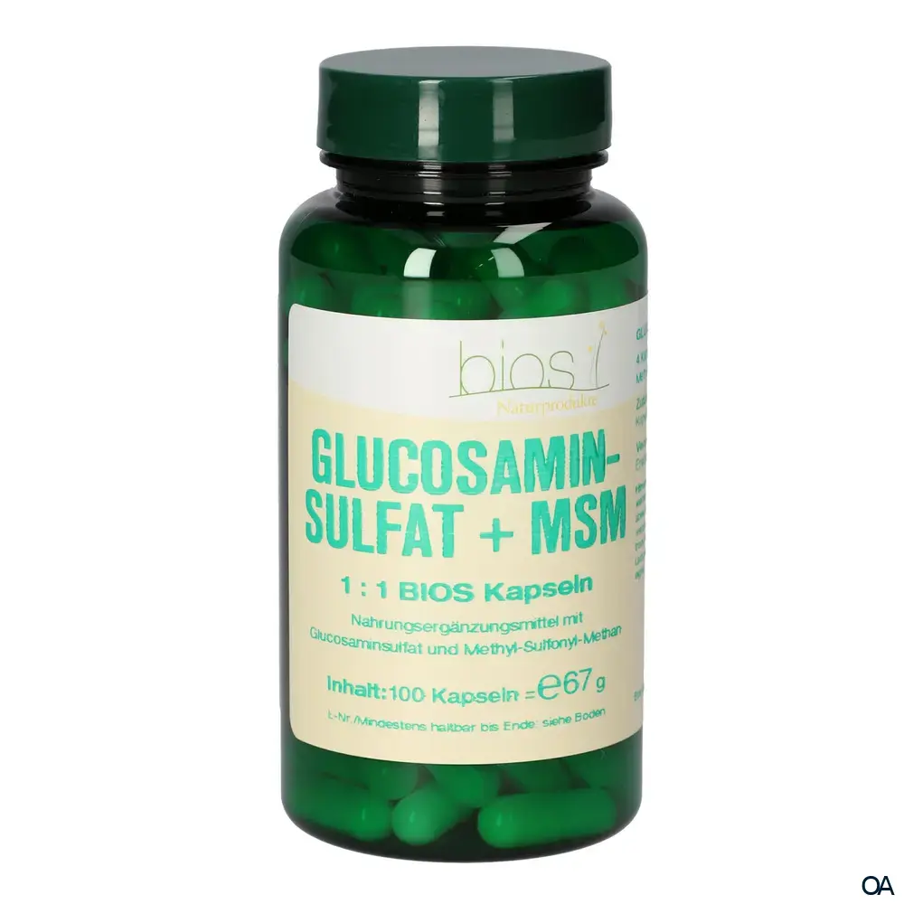 Bios Glucosaminsulfat + MSM 1:1 Kapseln Bios Glucosaminsulfat + MSM 1:1 Kapseln