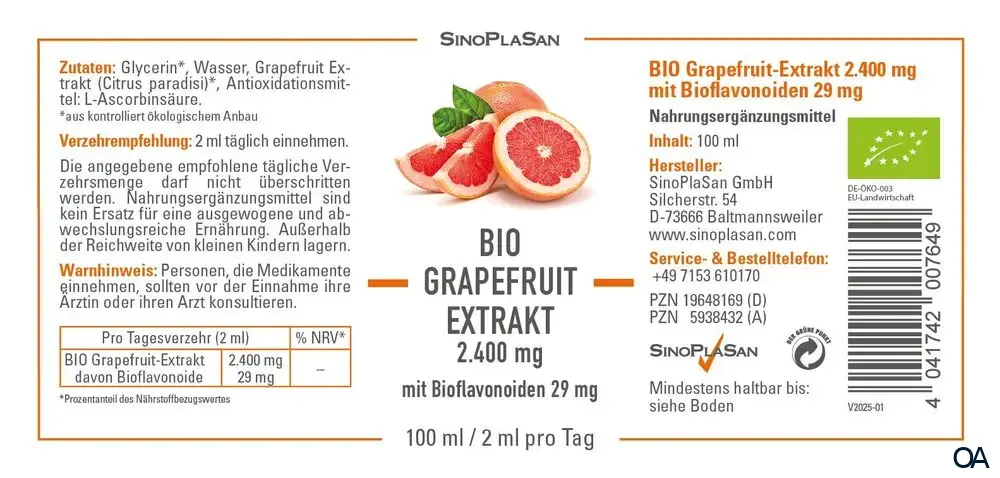 SinoPlaSan BIO Grapefruit-Extrakt Tropfen