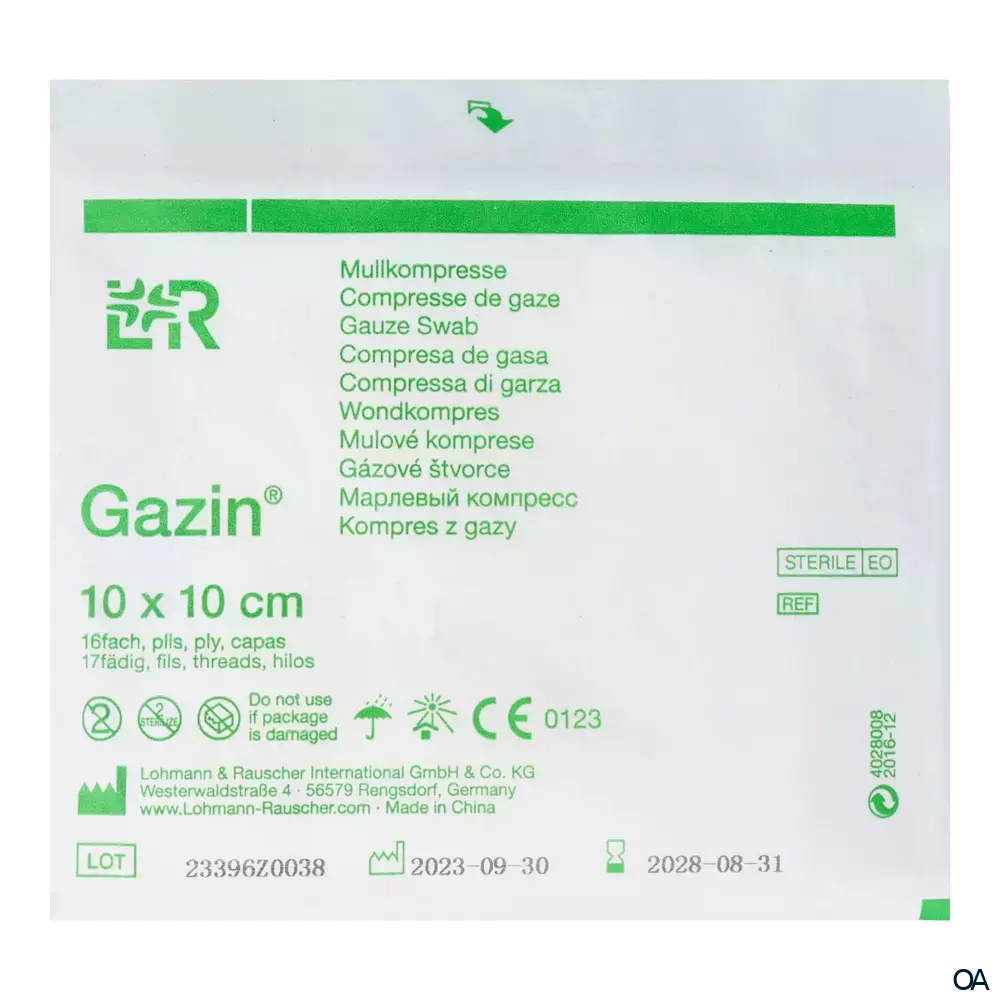 Gazin® Mullkompressen steril, 16-fach, 17-fädig, 10 x 10 cm