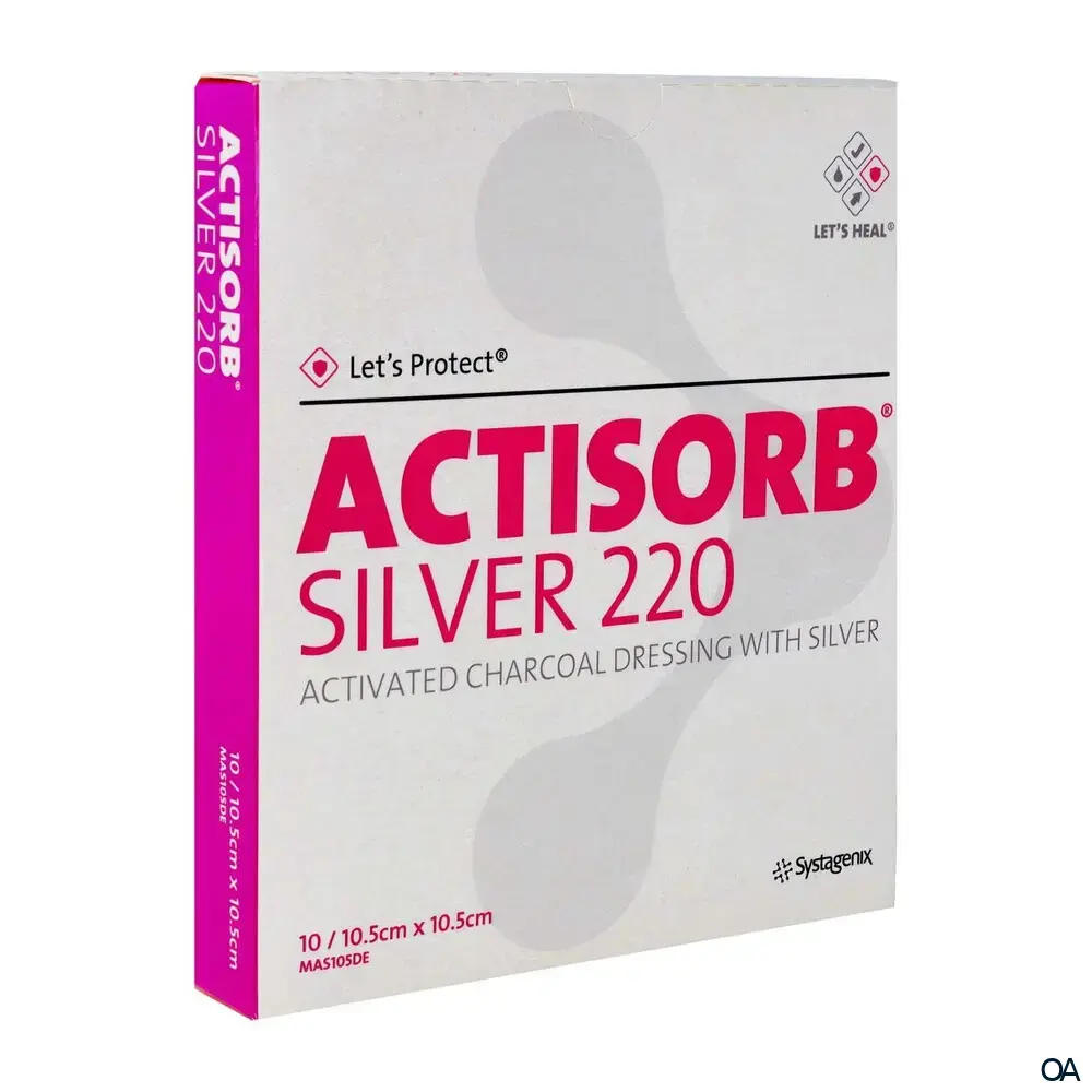 3M™ Actisorb™ Silver 220 Silber-Aktivkohleverband steril, 10,5 x 10,5 cm 3M™ Actisorb™ Silver 220 Silber-Aktivkohleverband steril, 10,5 x 10,5 cm